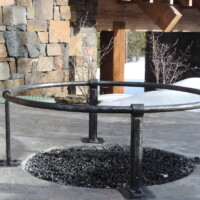 custom iron fireplace footrail